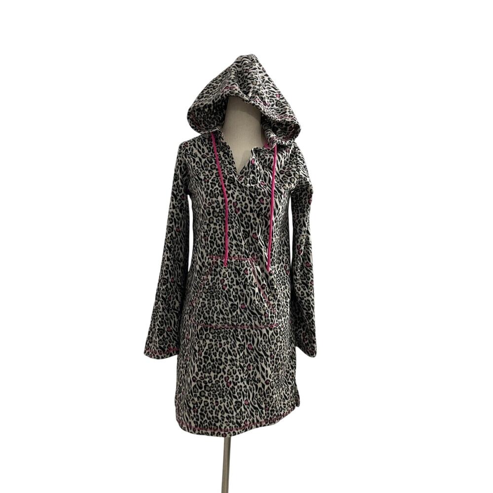 Jennifer Moore Jenni Intimates Women’s Sleep Hoodie Dress Leopard Size XS  #D1
